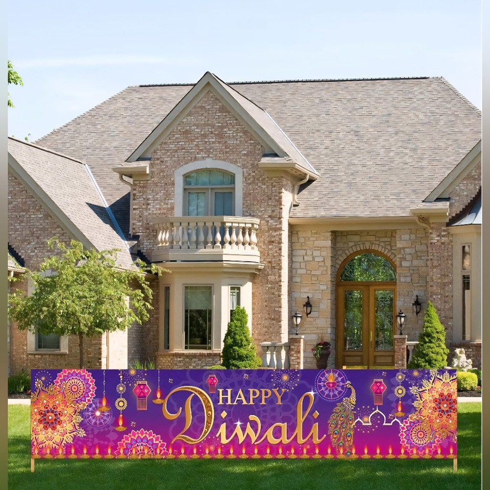 Lg Happy‎ Diwali Banner 98.4 x19.6" Indian Festival of Light